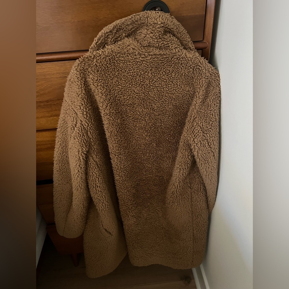 Uniqlo Tan Sherpa Jacket pile-lined fleece tailor - Picture 2 of 3